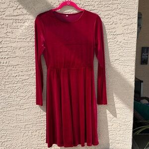 Target Women’s Long Sleeve Velvet cocktail Dress - Cherry Red
